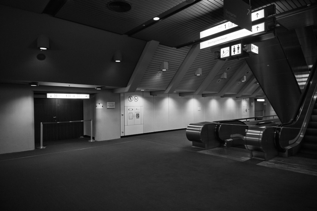 Empty modern meeting room with a view of the Brussels skyline